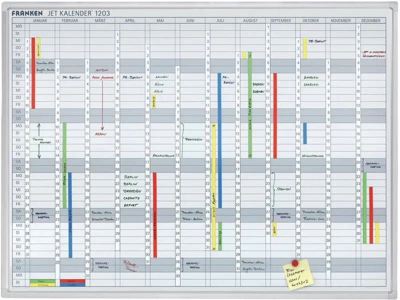 Franken Kalender Jahreskalender Deutsch 90 cm x 120 cm, Weiss