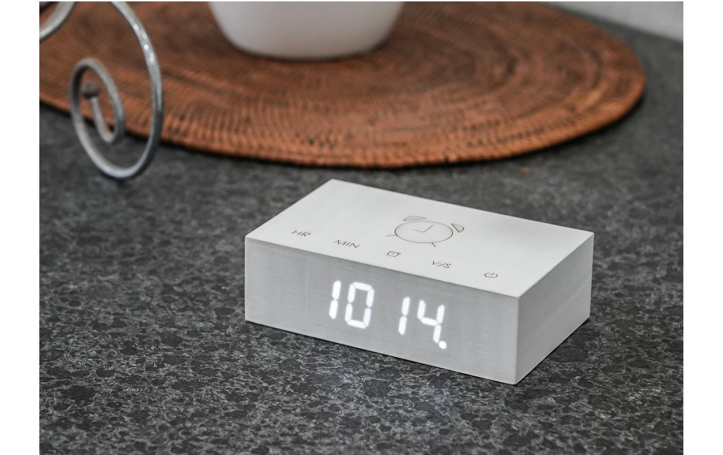 Gingko Digitalwecker Flip Click Clock Weiss