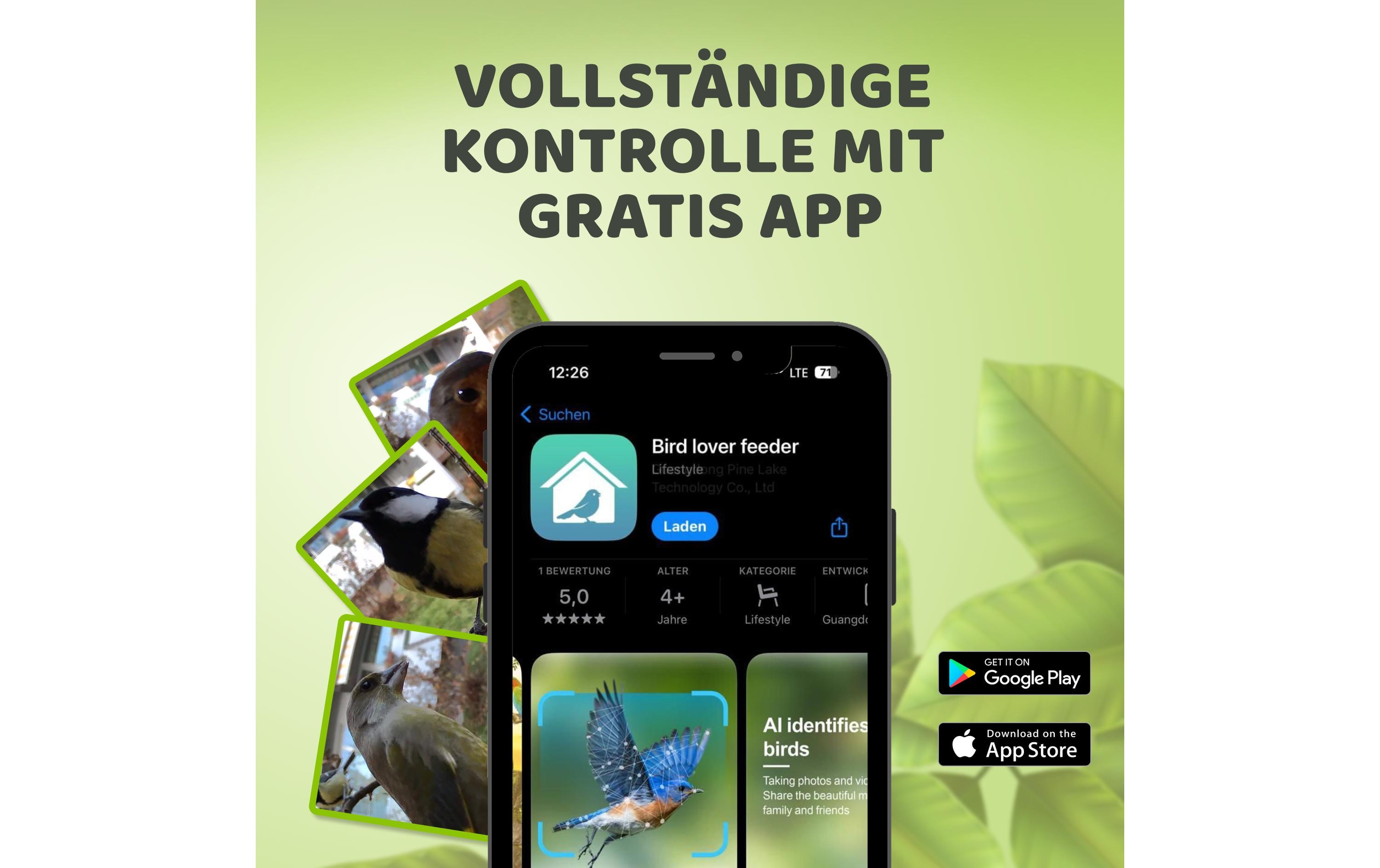 Sanilu Vogelfutterhaus mit Kamera ohne Solarpanel