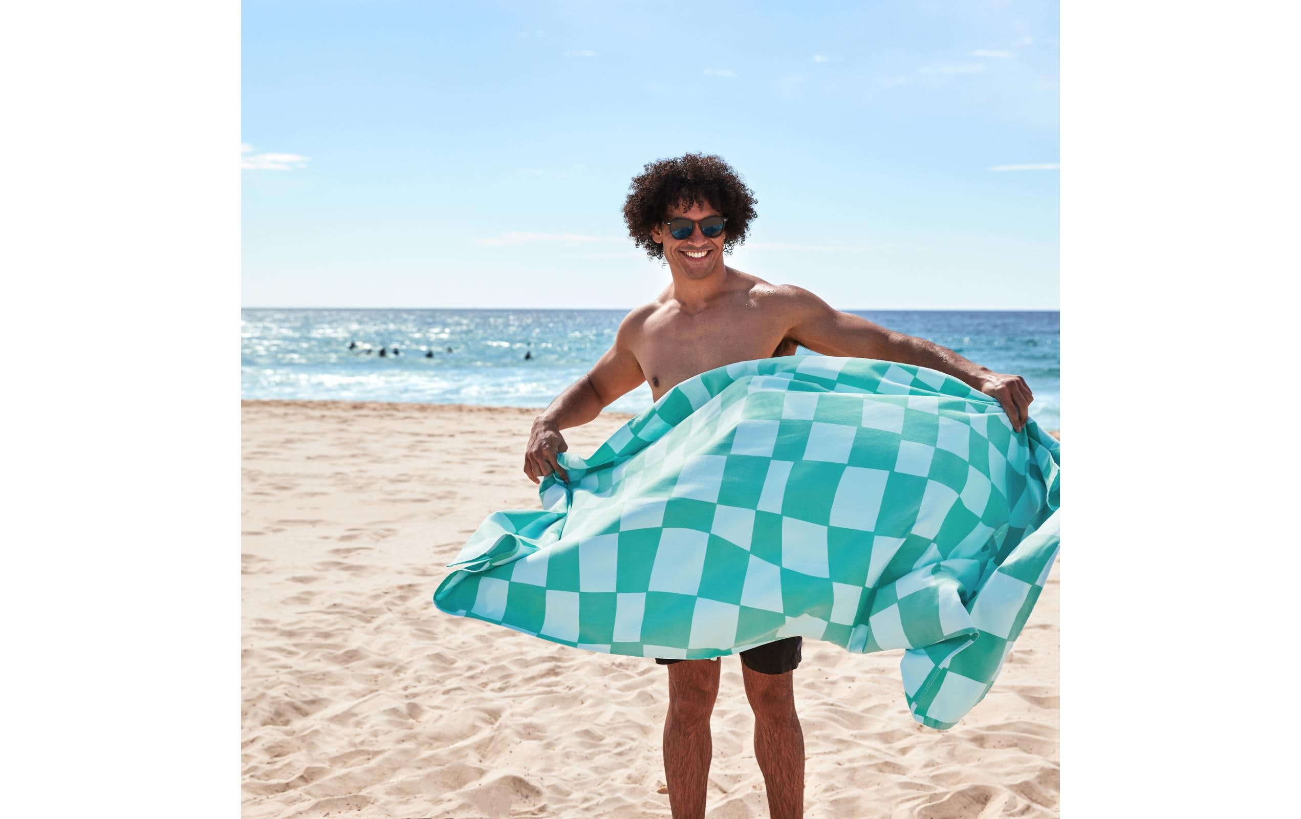 Dock & Bay Strandtuch Check Mate 200 cm x 90 cm, Türkis
