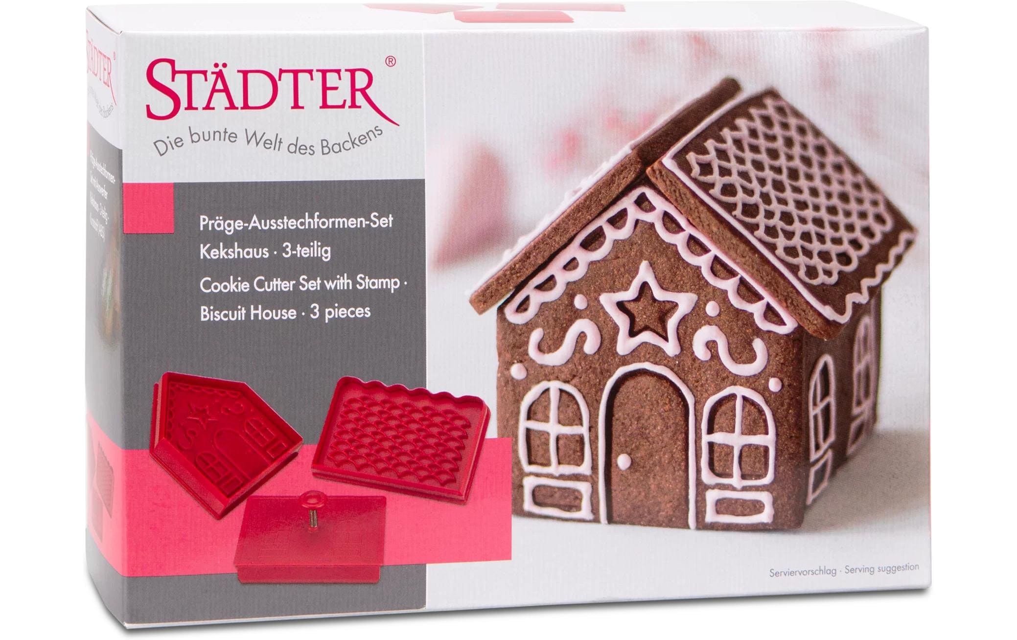 Städter Guetzli-Ausstecher Kekshaus 3-teilig, 9 x 11 x 9.5 cm, Rot