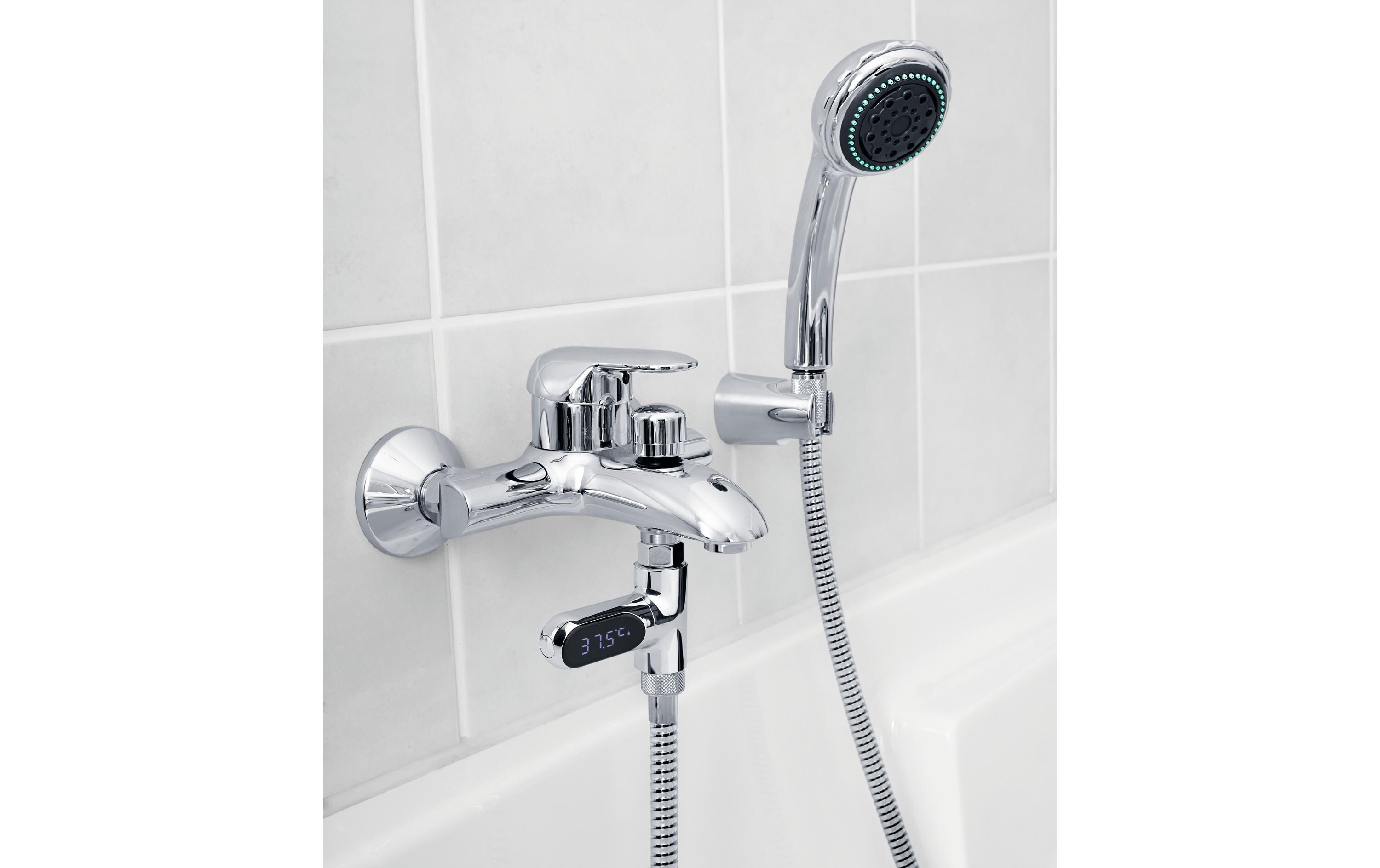 MAXXmee Thermometer Wasserarmaturen LED Durchlaufthermometer, 5-85C