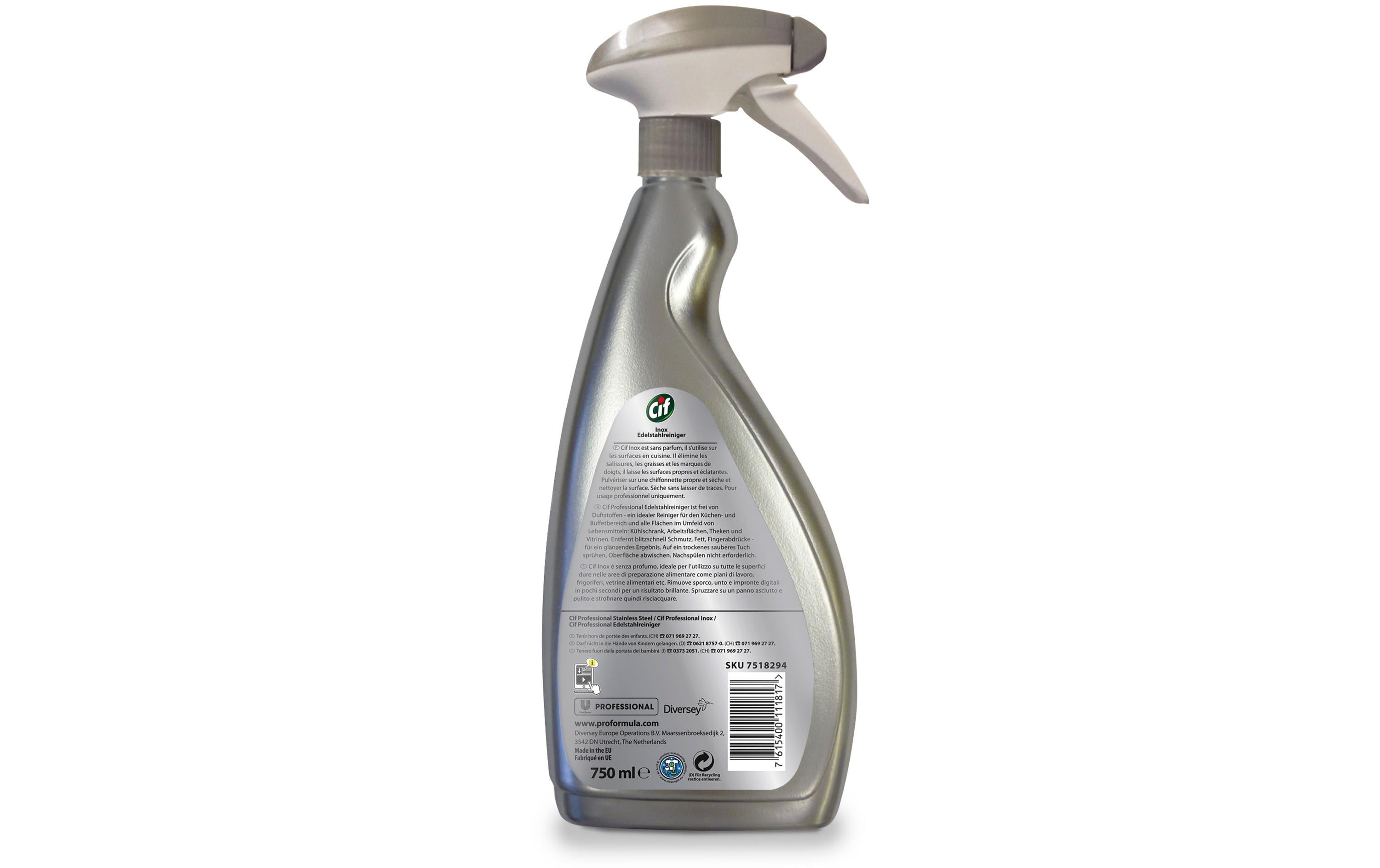 Diversey Pro Formula Cif Professional Edelstahl & Glas 0.75 l Diversey Pro Formula Cif Professional Edelstahl & Glas 0.75 l