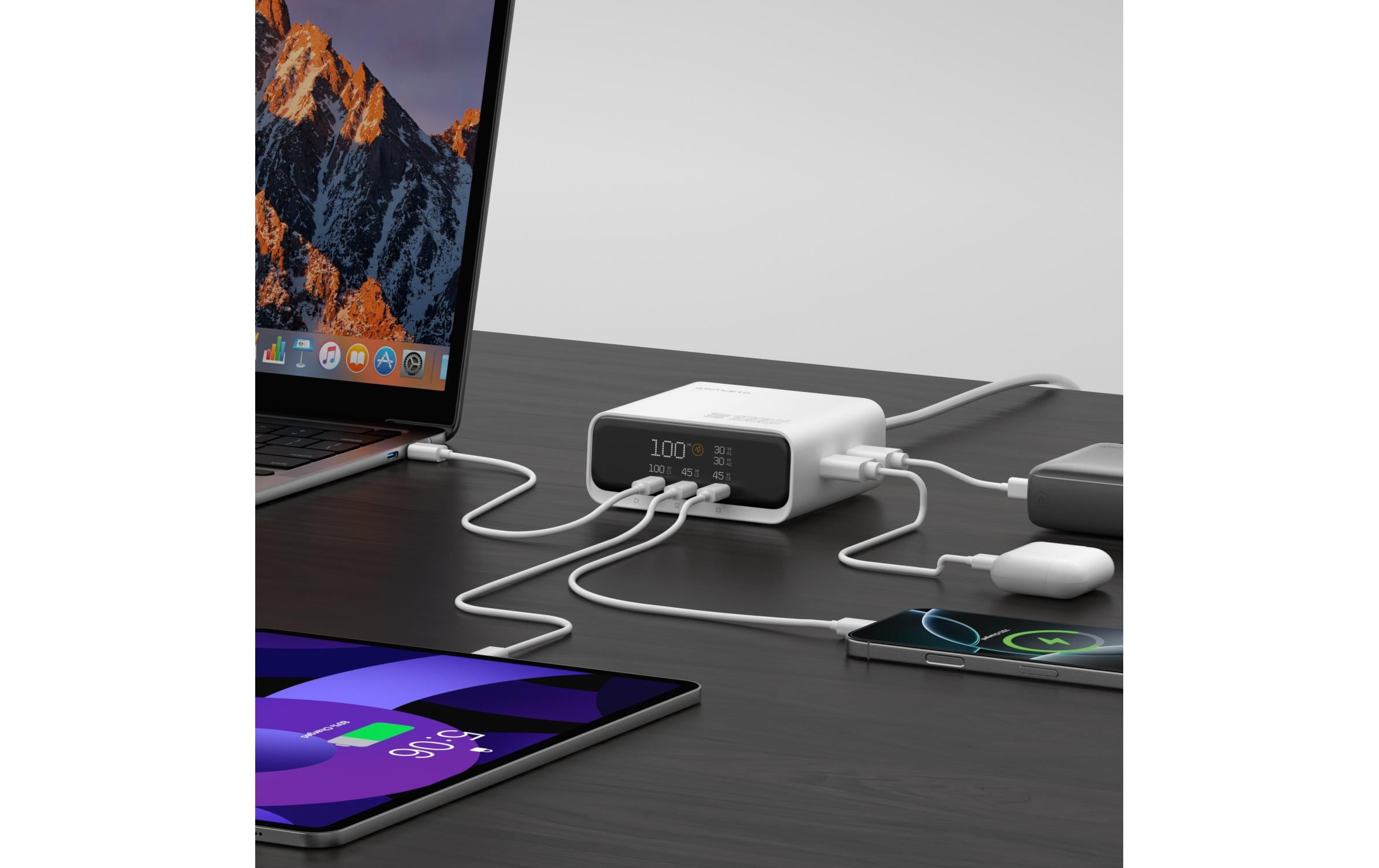 4smarts Ladestation GaN Screen 100W 3C+2A