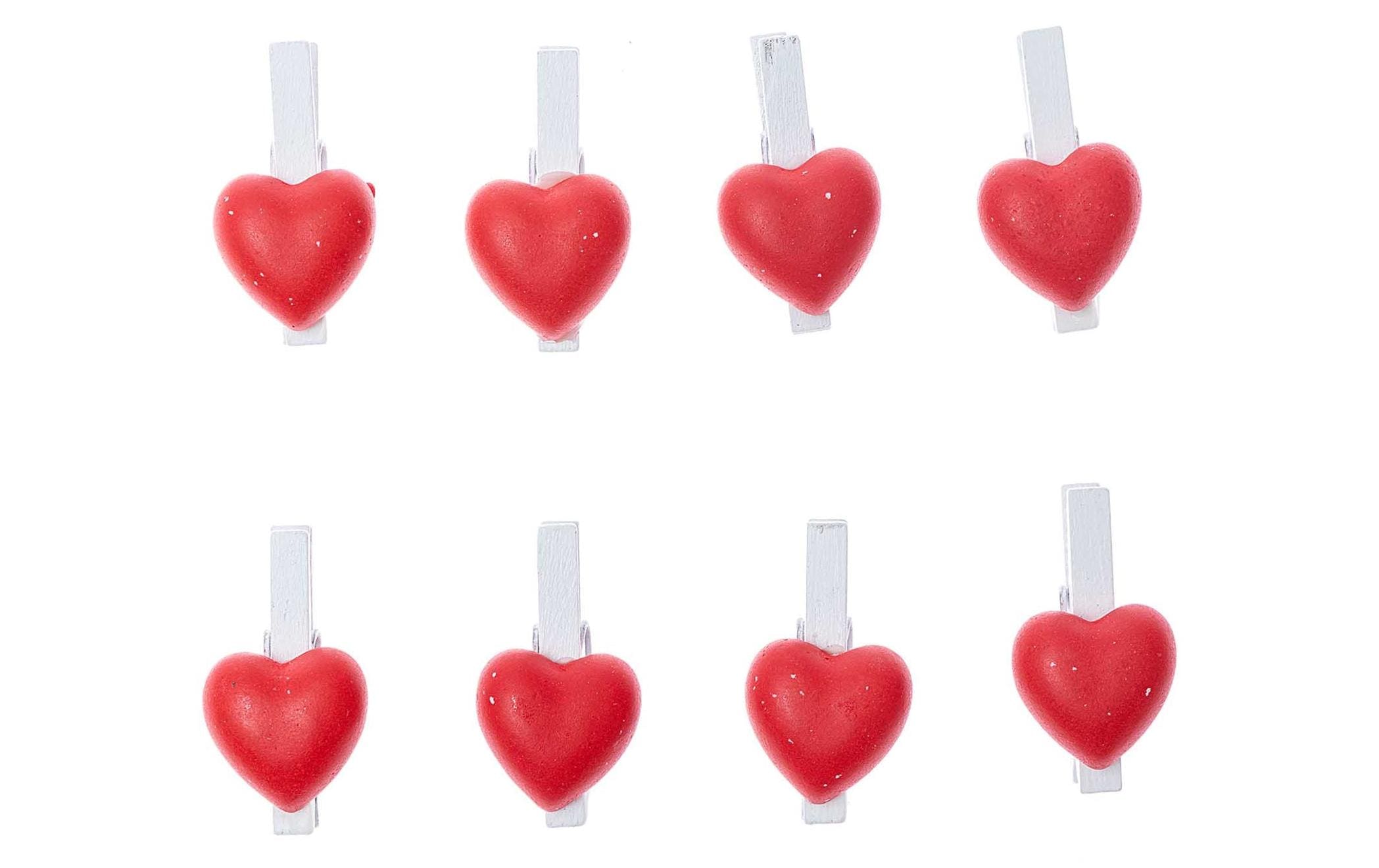 Rico Design Dekoklammer Herz 8 Stück, Rot/Weiss Rico Design Dekoklammer Herz 8 Stück, Rot/Weiss