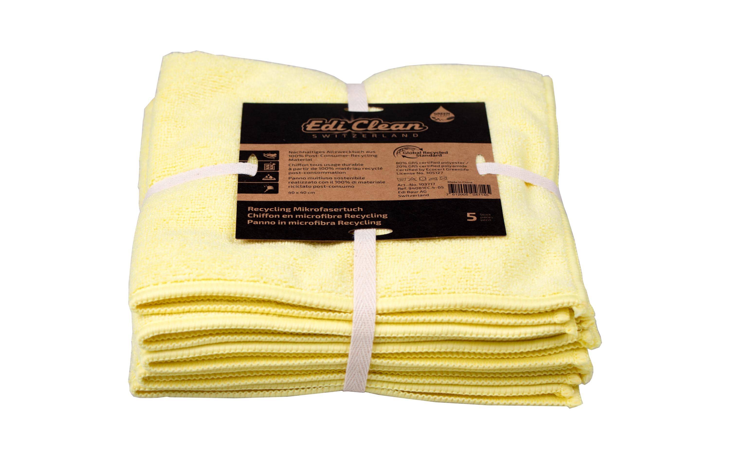Edi Baur Mikrofaser-Reinigungstuch EC 5 Stück, Gelb