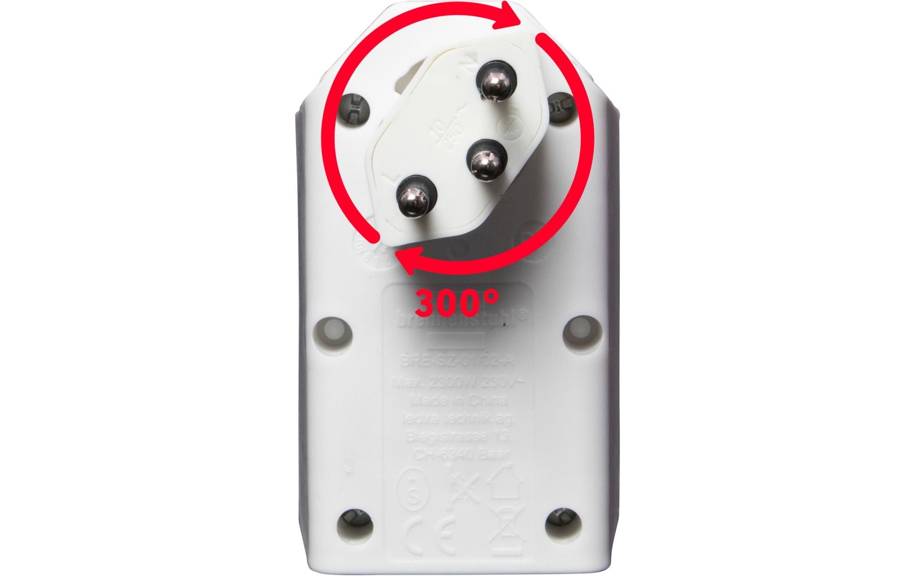 Brennenstuhl Abzweigstecker 2 x T13, 300° drehbar, Weiss