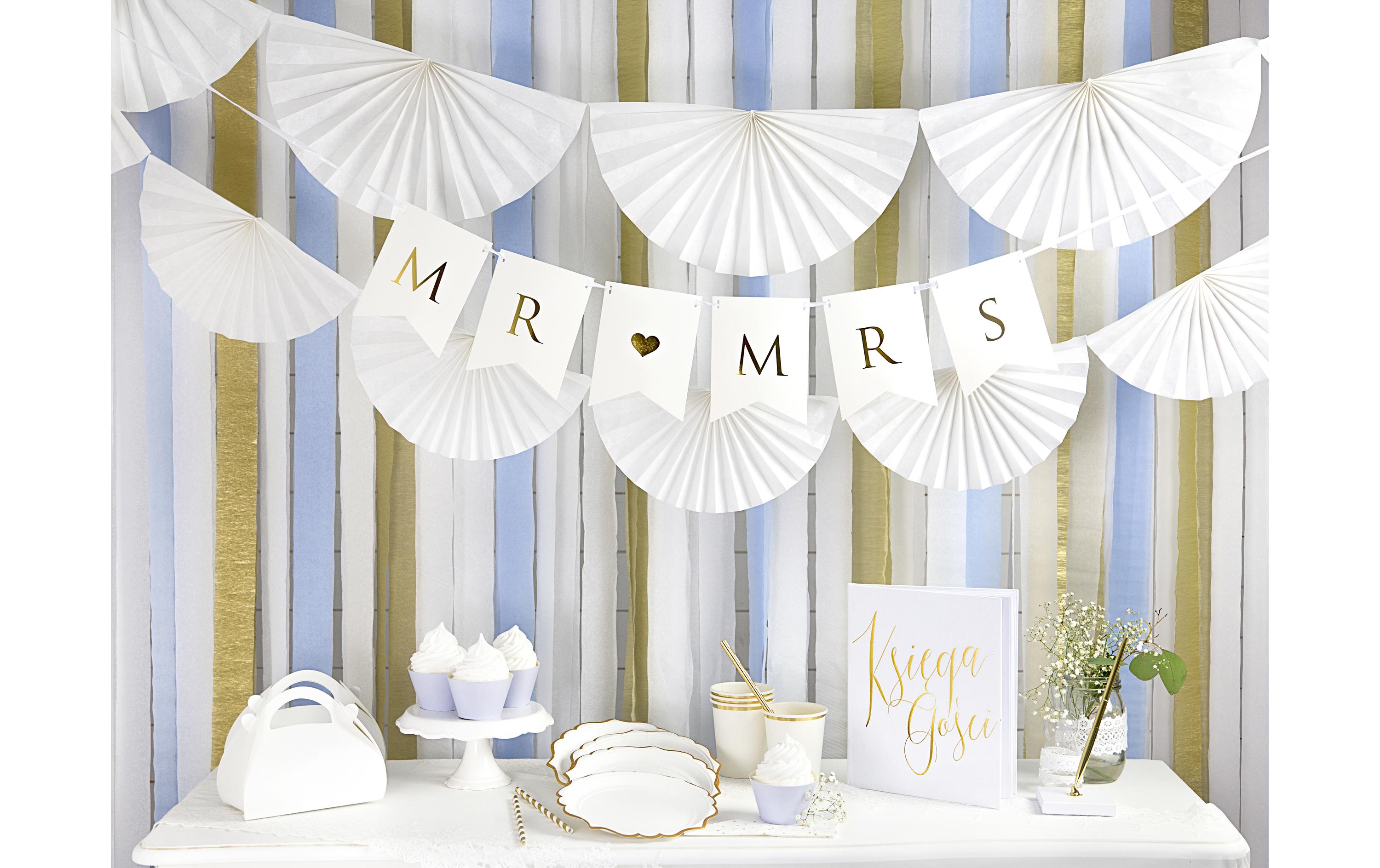 Partydeco Einwegteller mit Goldrand 18.5 cm, 6 Stück, Weiss