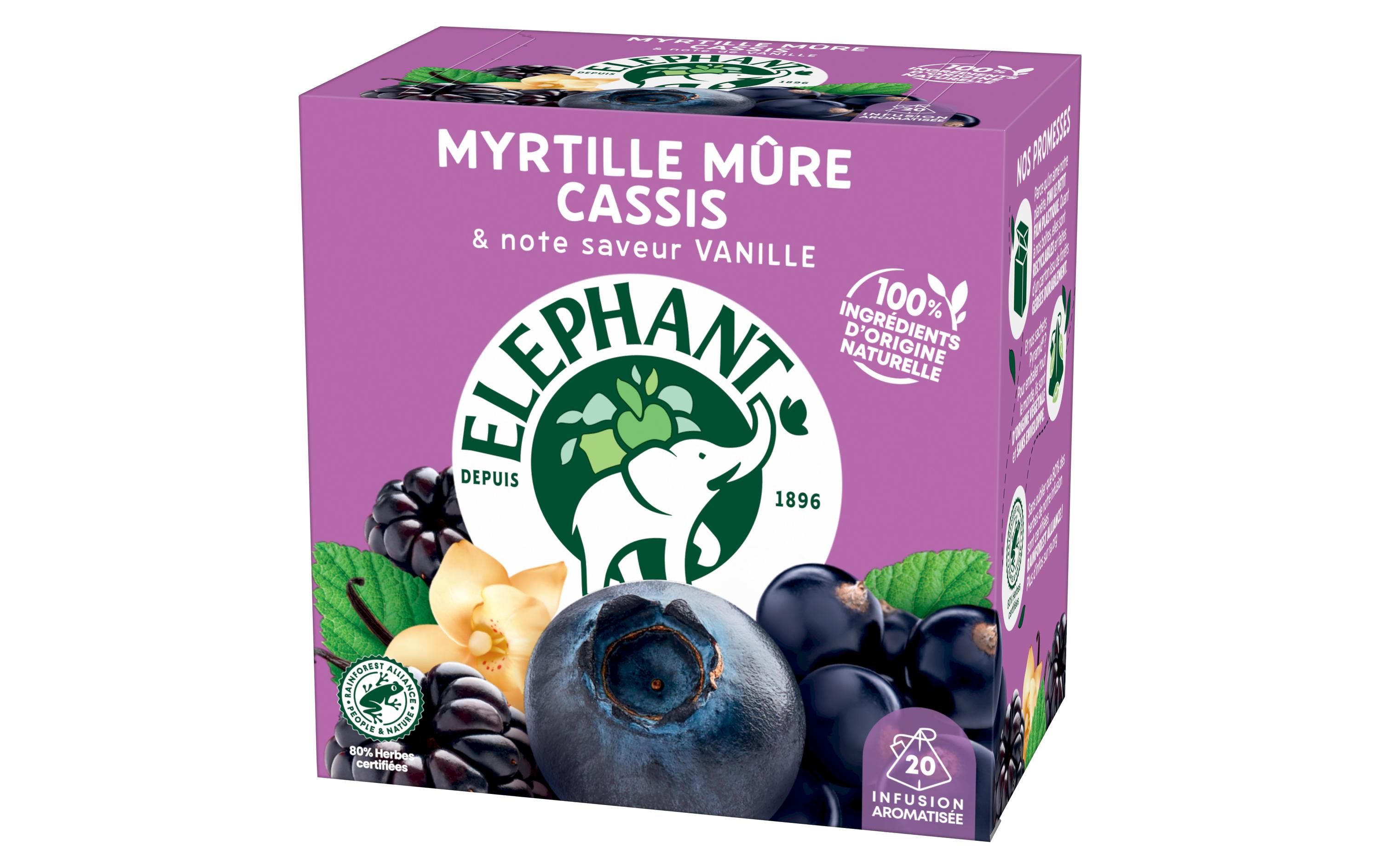 Eléphant Teebeutel Infusion Myrtille Múre Cassis 20 Stück