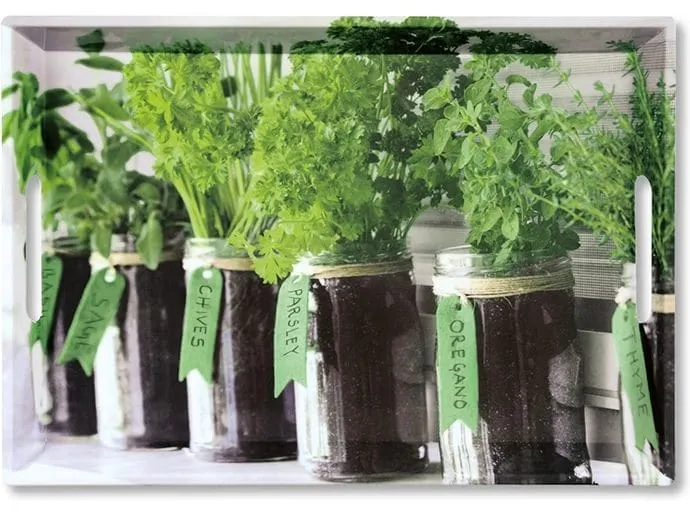 Kesper Serviertablett Herbs Grün/Mehrfarbig