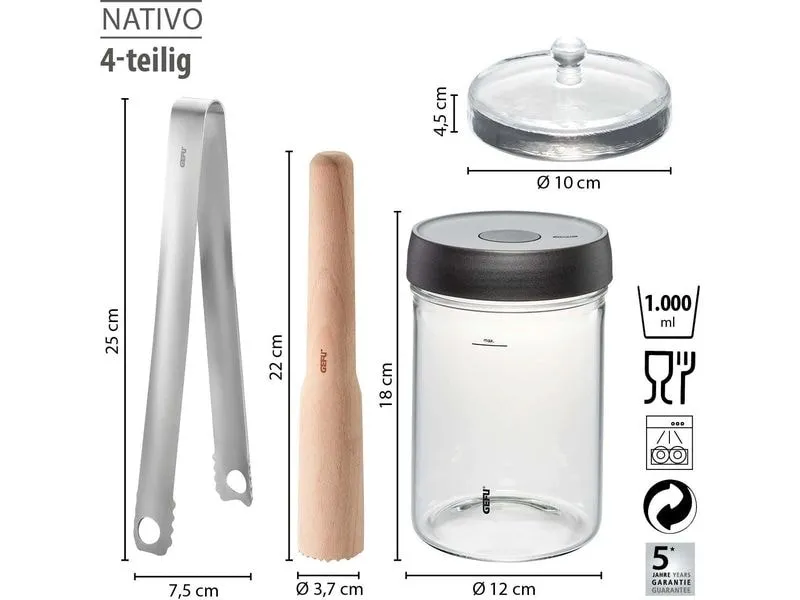 GEFU Fermentationsglas NATIVO 4-teilig, 1 L GEFU Fermentationsglas NATIVO 4-teilig, 1 L