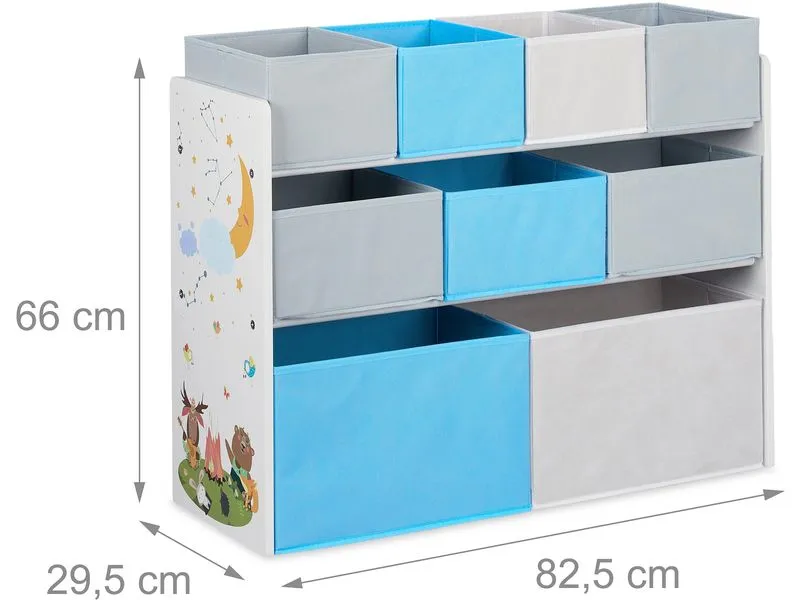relaxdays Kinderregal, 9 Stoffboxen, Weiss / Grau / Hellblau relaxdays Kinderregal, 9 Stoffboxen, Weiss / Grau / Hellblau