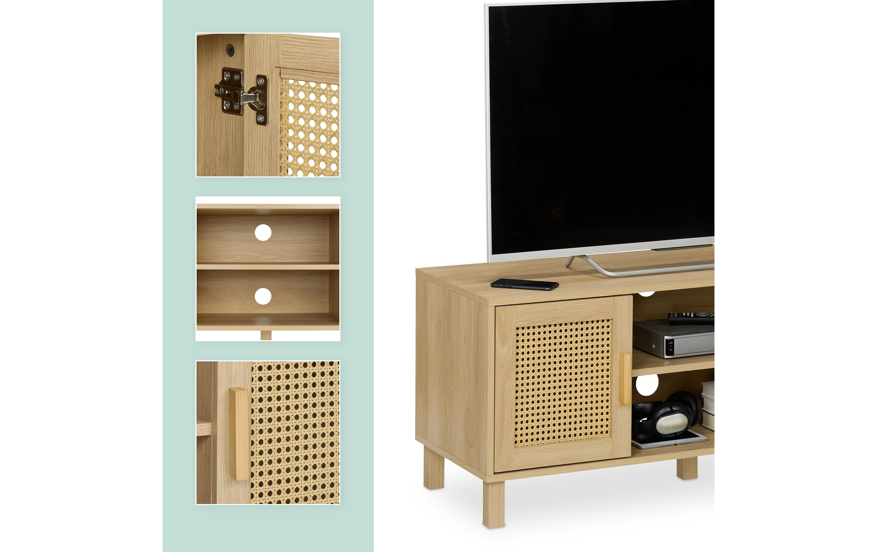 relaxdays TV-Lowboard 115 x 40 cm, Hellbraun