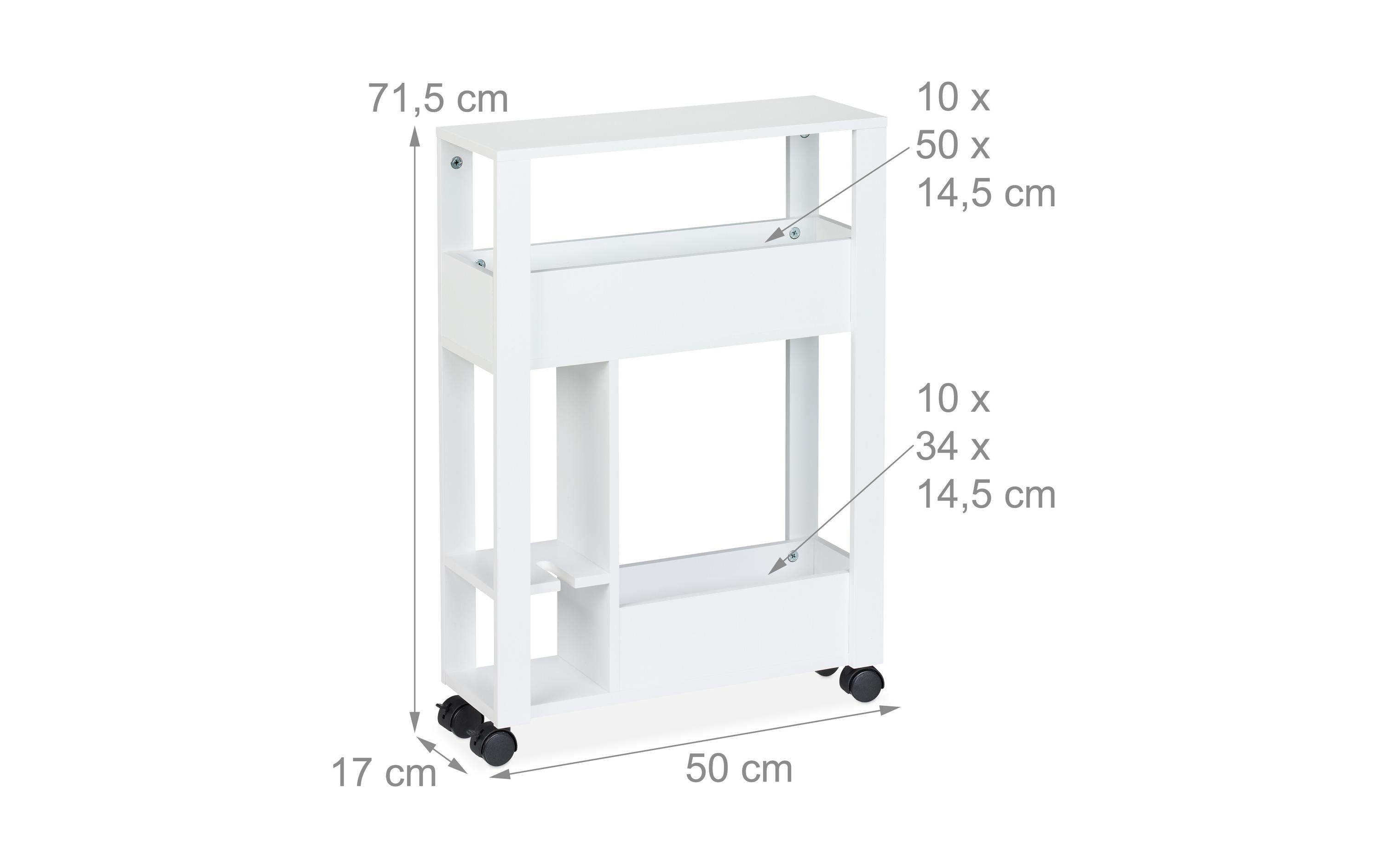 relaxdays Nischenwagen Weiss, 71.5 x 17 x 50 cm relaxdays Nischenwagen Weiss, 71.5 x 17 x 50 cm