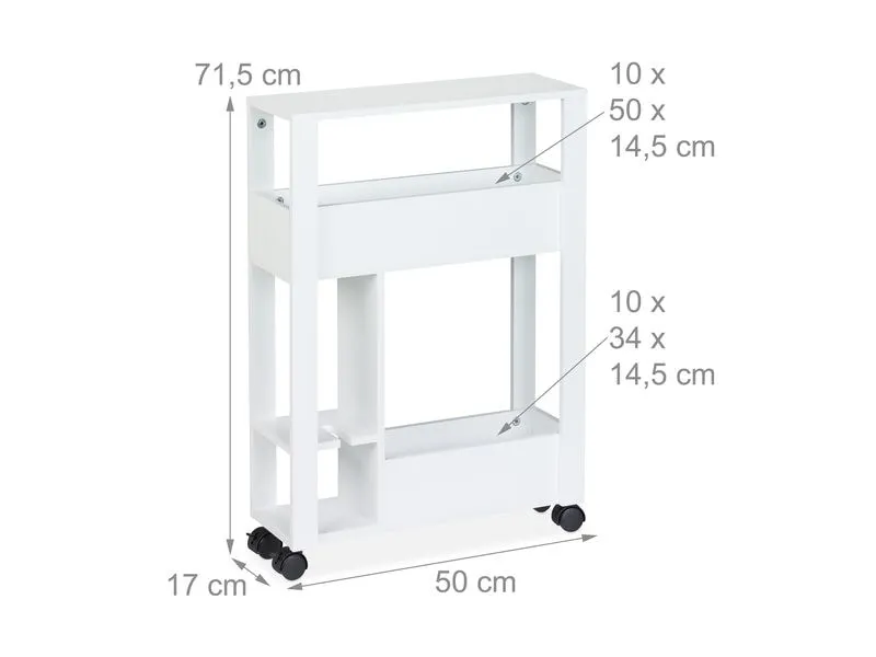 relaxdays Nischenwagen Weiss, 71.5 x 17 x 50 cm relaxdays Nischenwagen Weiss, 71.5 x 17 x 50 cm