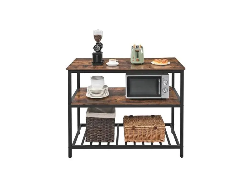 VASAGLE Küchenregal mit 3 Ablagen 120 x 90 cm, Braun/Schwarz VASAGLE Küchenregal mit 3 Ablagen 120 x 90 cm, Braun/Schwarz