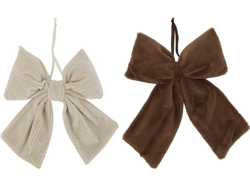 Chic Antique Aufhänger Schleife, Beige / Mocca, 2er Set