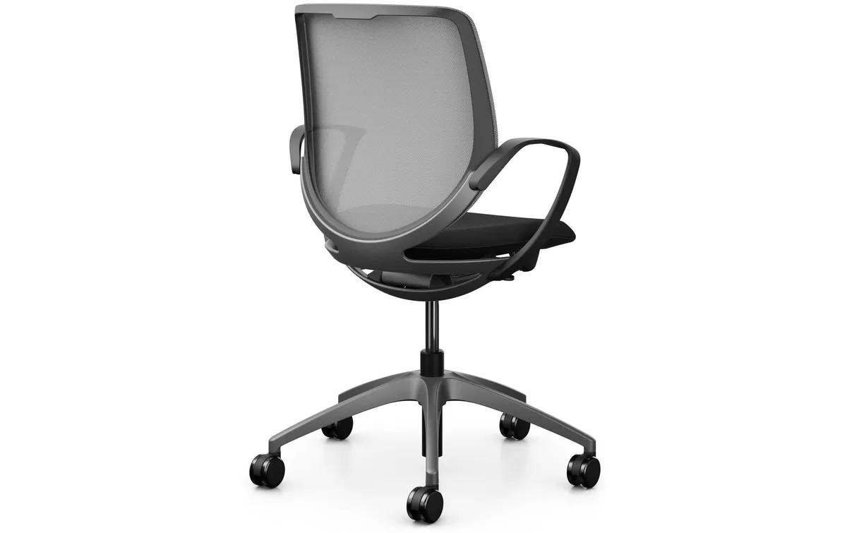 Giroflex Bürostuhl 313 mit Netzrücken und Armlehnen, Grau Giroflex Bürostuhl 313 mit Netzrücken und Armlehnen, Grau