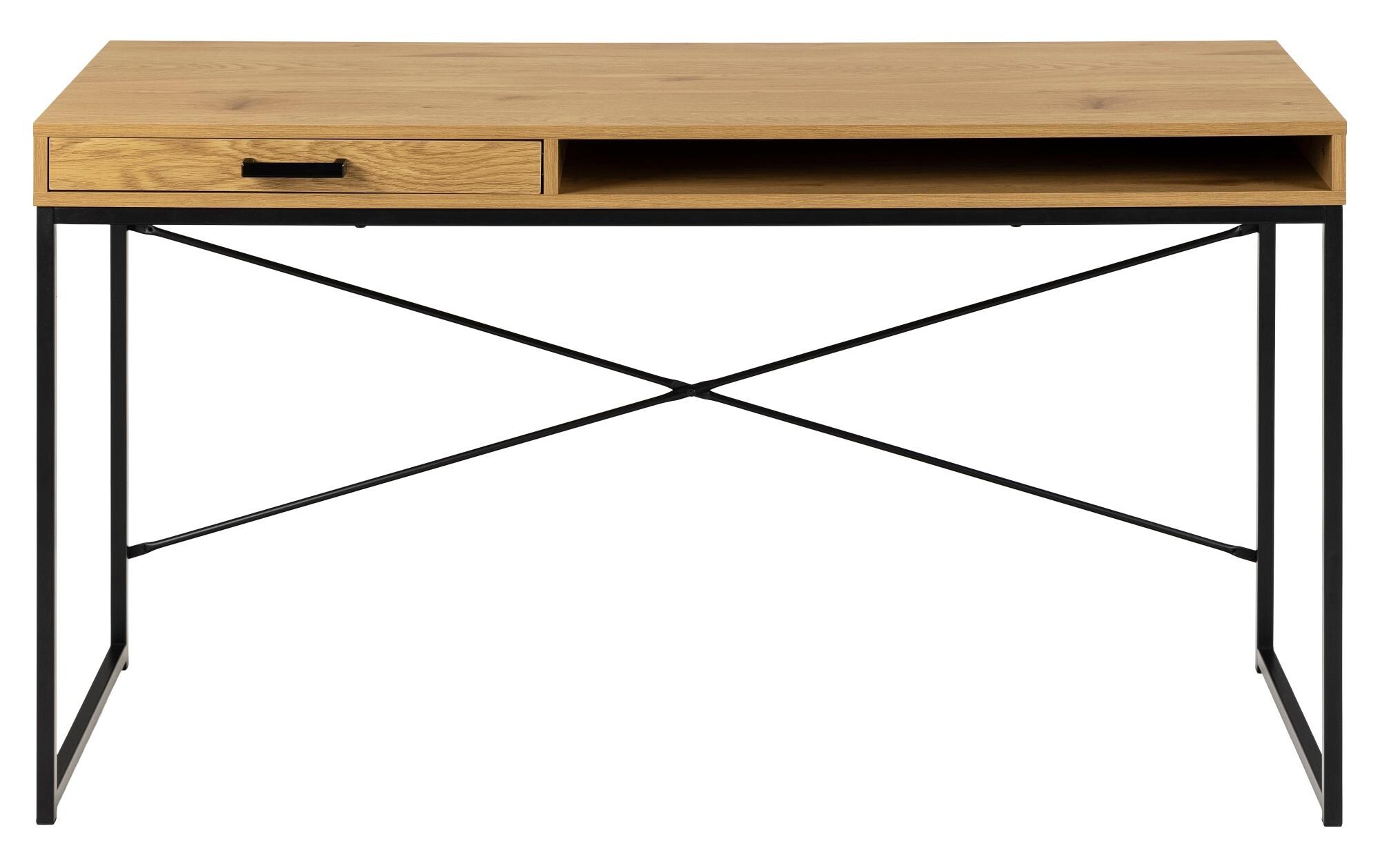 AC Design Tisch Seaford, Schwarz matt / Wildeiche matt