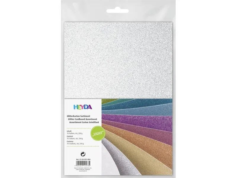 Heyda Glitzerkarton Light 10 Blatt à 200g/m², A4 Heyda Glitzerkarton Light 10 Blatt à 200g/m², A4