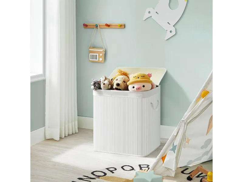 Songmics Wäschekorb mit Deckel 150 l, Weiss