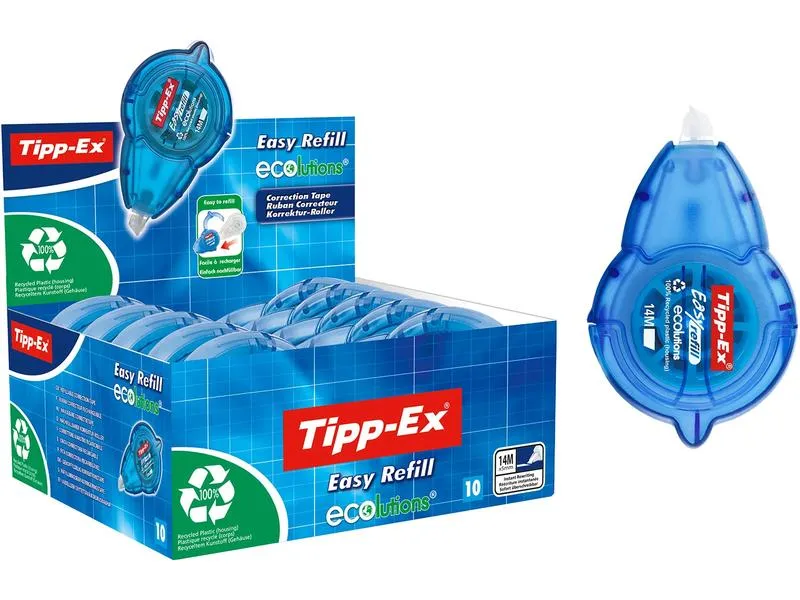 Tipp-Ex Korrekturroller Easy Refill Ecolutions 5 mm, 10er Box Tipp-Ex Korrekturroller Easy Refill Ecolutions 5 mm, 10er Box
