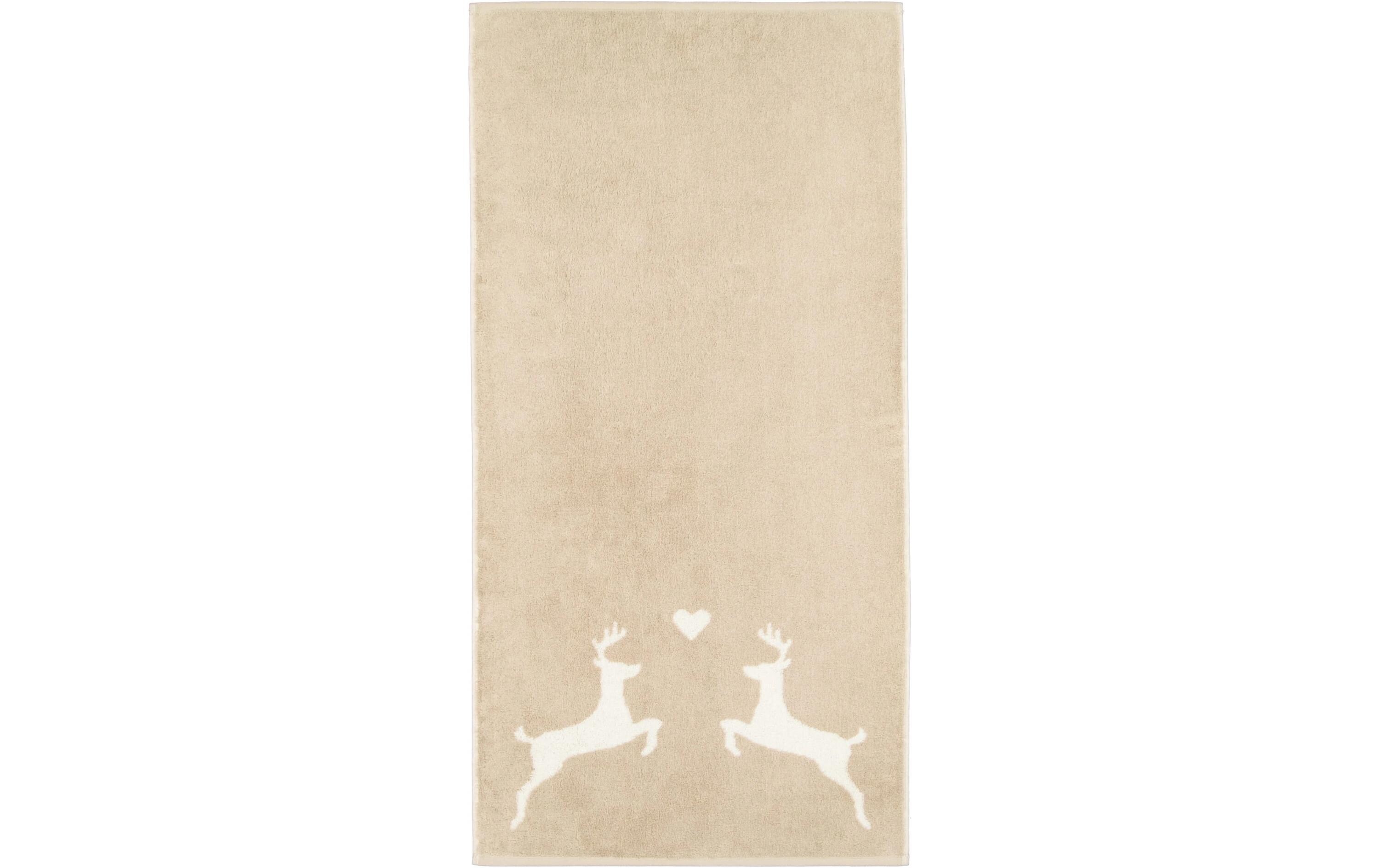 Cawö Handtuch Alpenchic Edition Hirsch 50 x 100 cm, Beige