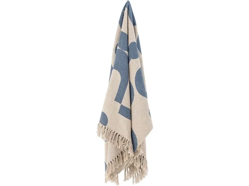 Bloomingville Decke Agno 130 x 160 cm, Blau/Crème Bloomingville Decke Agno 130 x 160 cm, Blau/Crème