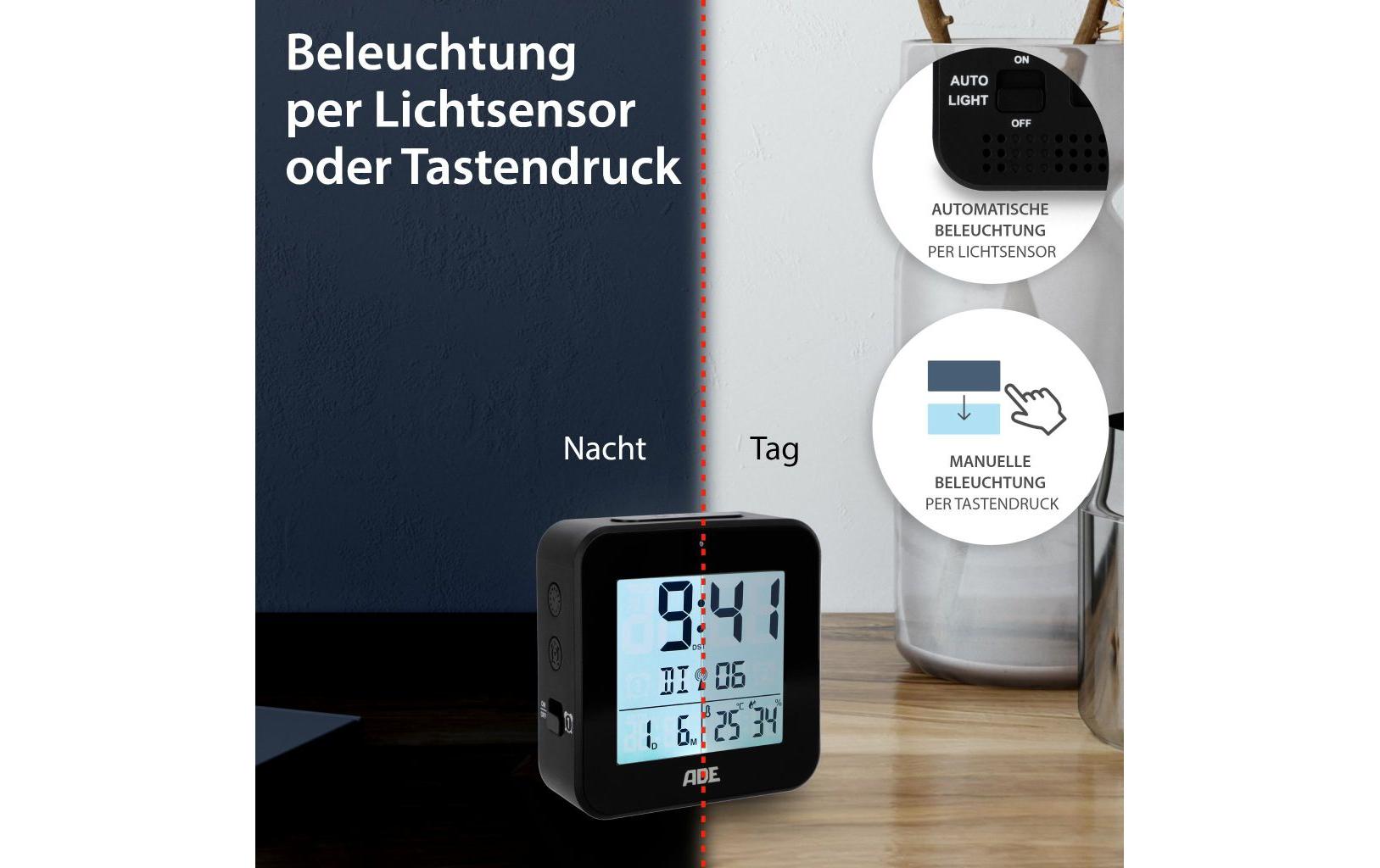ADE Funkwecker mit Nachtlichtsensor