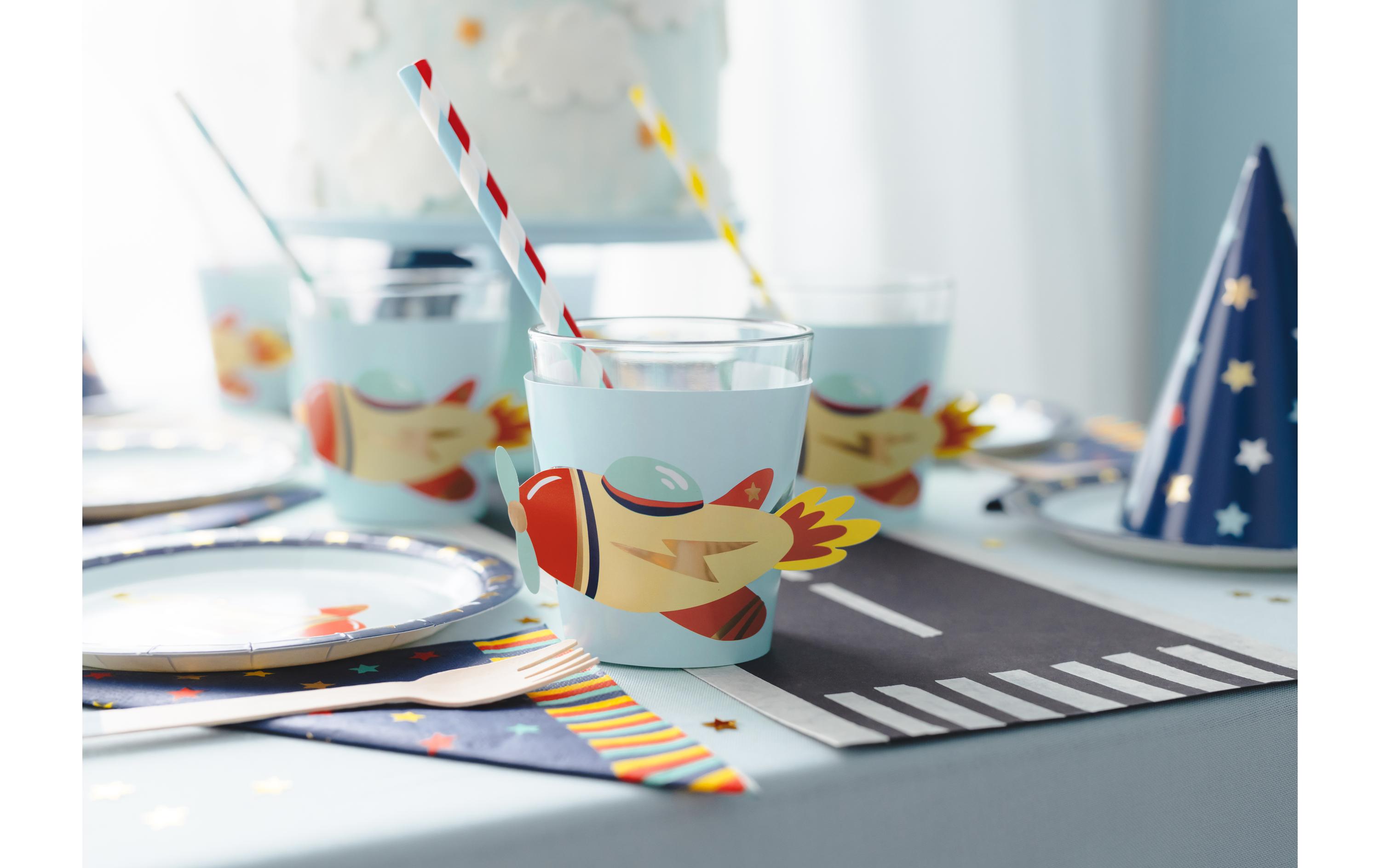 Partydeco Glasmarkierer Flugzeug Mehrfarbig