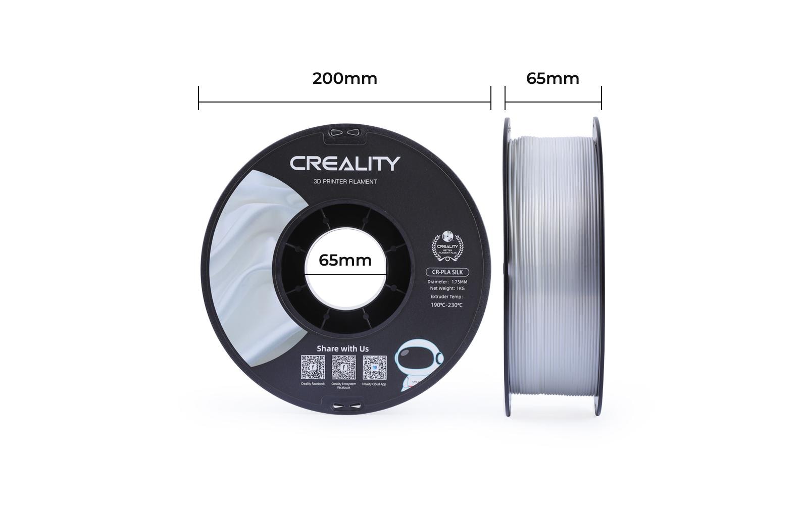 Creality Filament PLA Silk Weiss, 1.75 mm, 1 kg