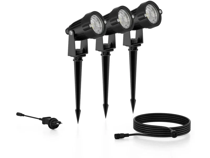 Philips Outdoor Niedervolt Caper Spots CH 3x1.5W, 2700 K, Schwarz
