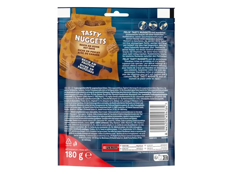 Felix Katzen-Snack Tasty Nuggets Huhn mit Ente, 180 g Felix Katzen-Snack Tasty Nuggets Huhn mit Ente, 180 g