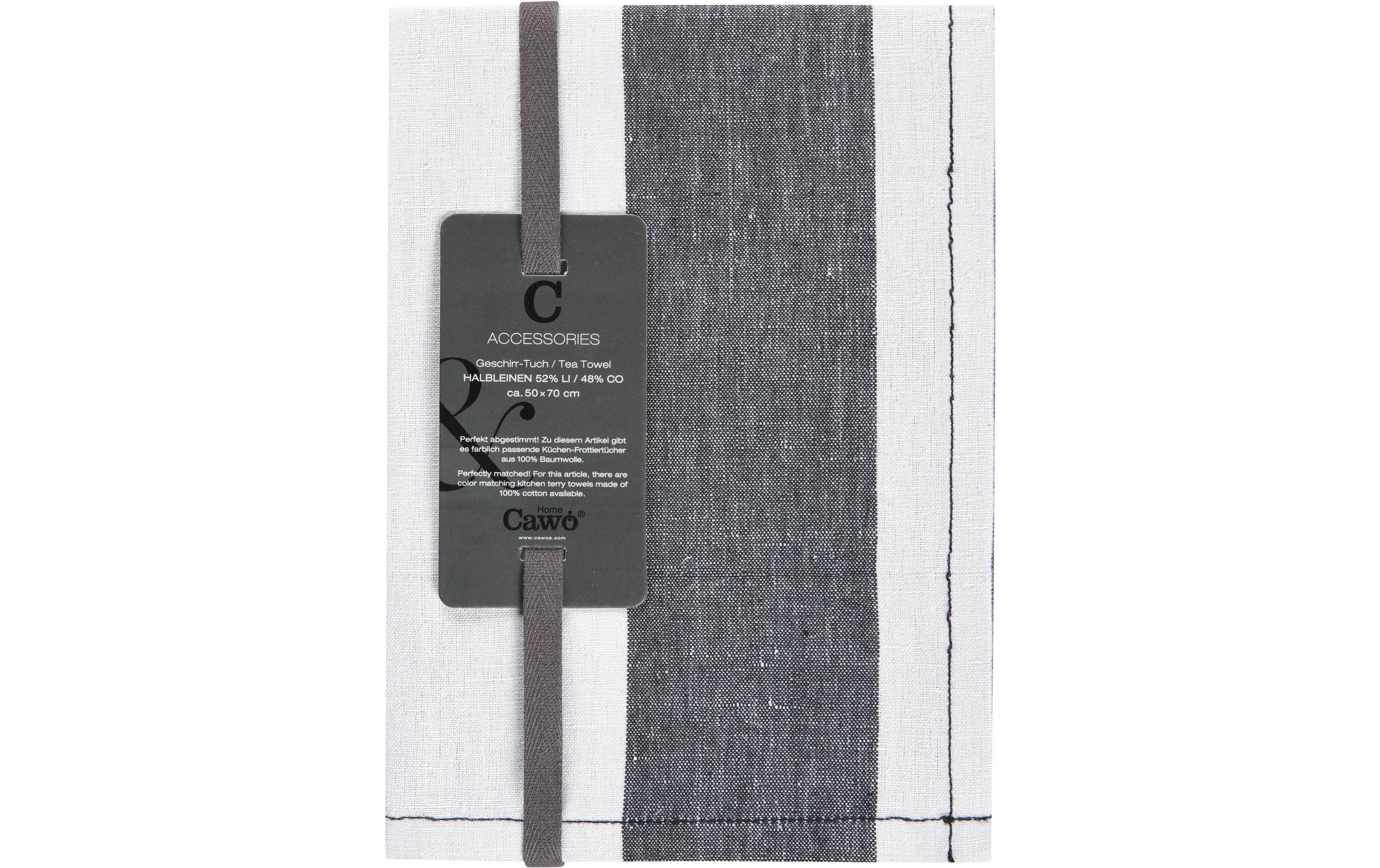 Cawö Geschirrtuch Zoom Blockstreifen Schwarz/Weiss