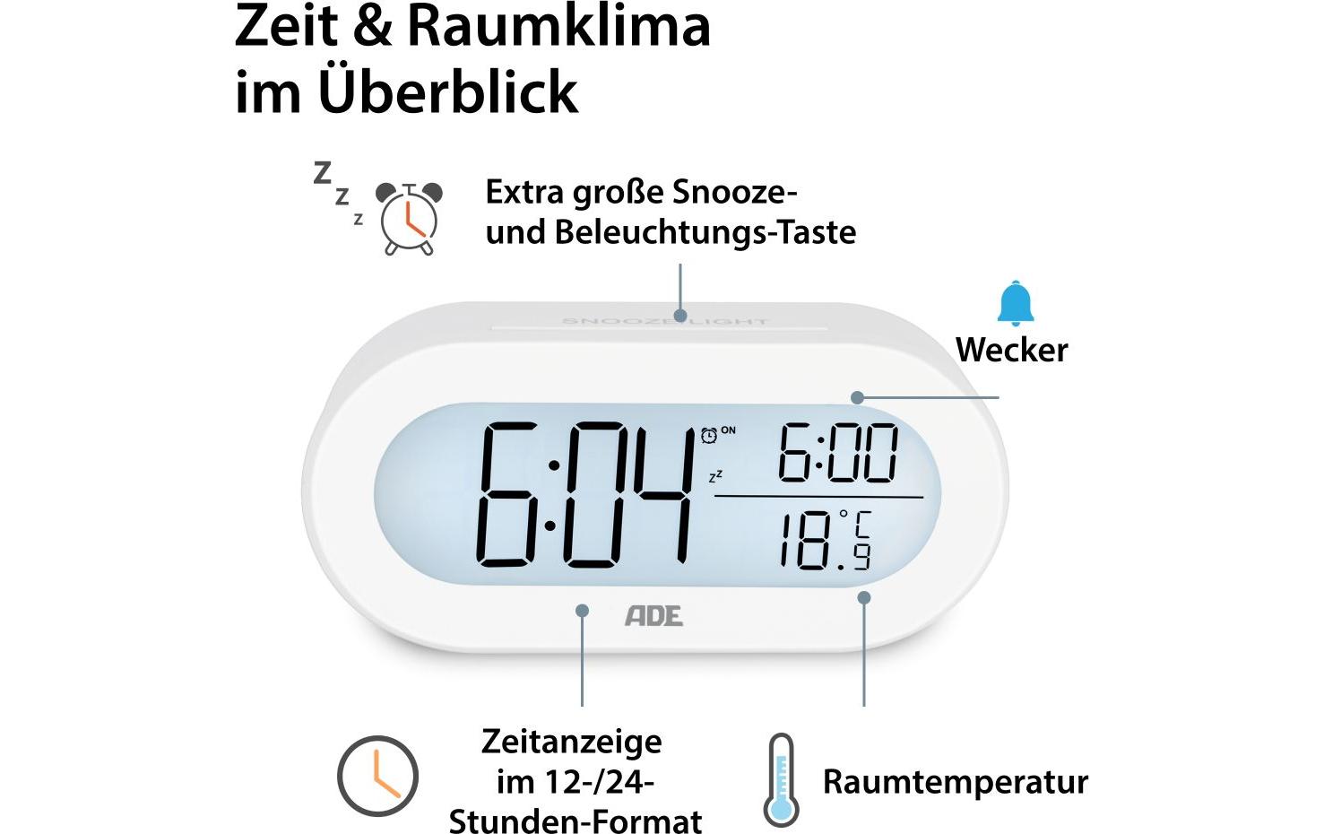 ADE Digitalwecker Weiss