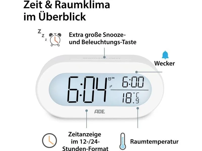ADE Digitalwecker Weiss ADE Digitalwecker Weiss