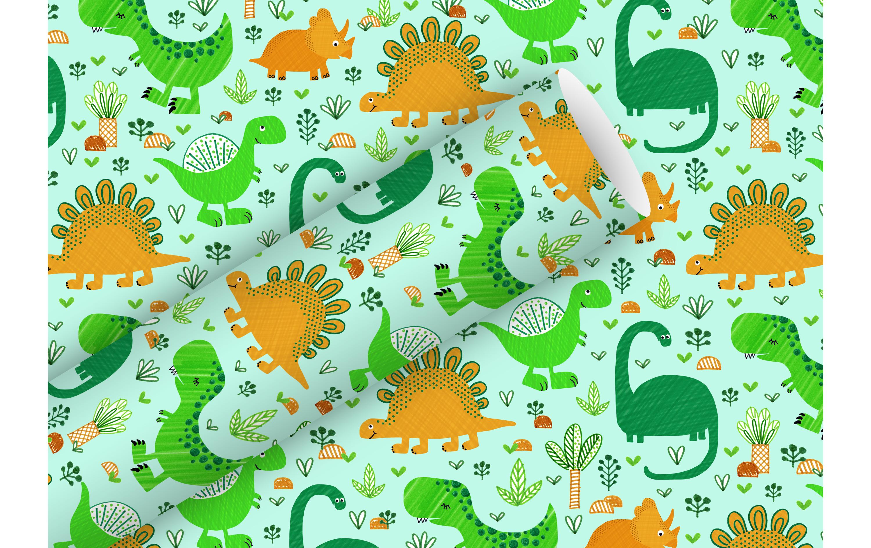 Braun + Company Geschenkpapier Funny Dinos 2 m x 70 cm