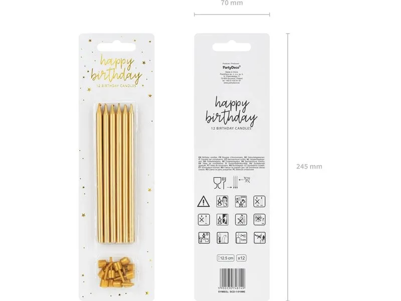 Partydeco Kerze 12.5 cm, 12-teiig, Gold Partydeco Kerze 12.5 cm, 12-teiig, Gold