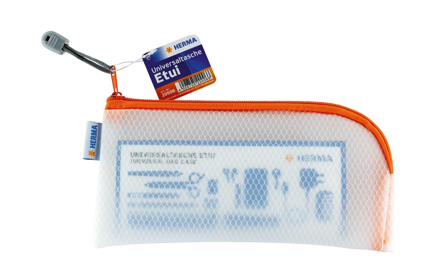 HERMA Etui Mesh Bag 23 x 11 cm, Orange/Weiss HERMA Etui Mesh Bag 23 x 11 cm, Orange/Weiss