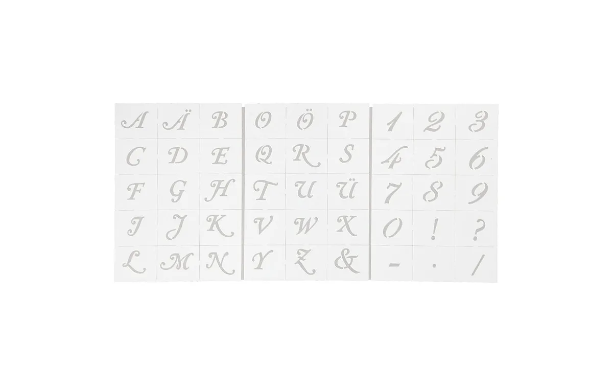 Creativ Company Schriftschablone Buchstaben und Zahlen 3 Blatt