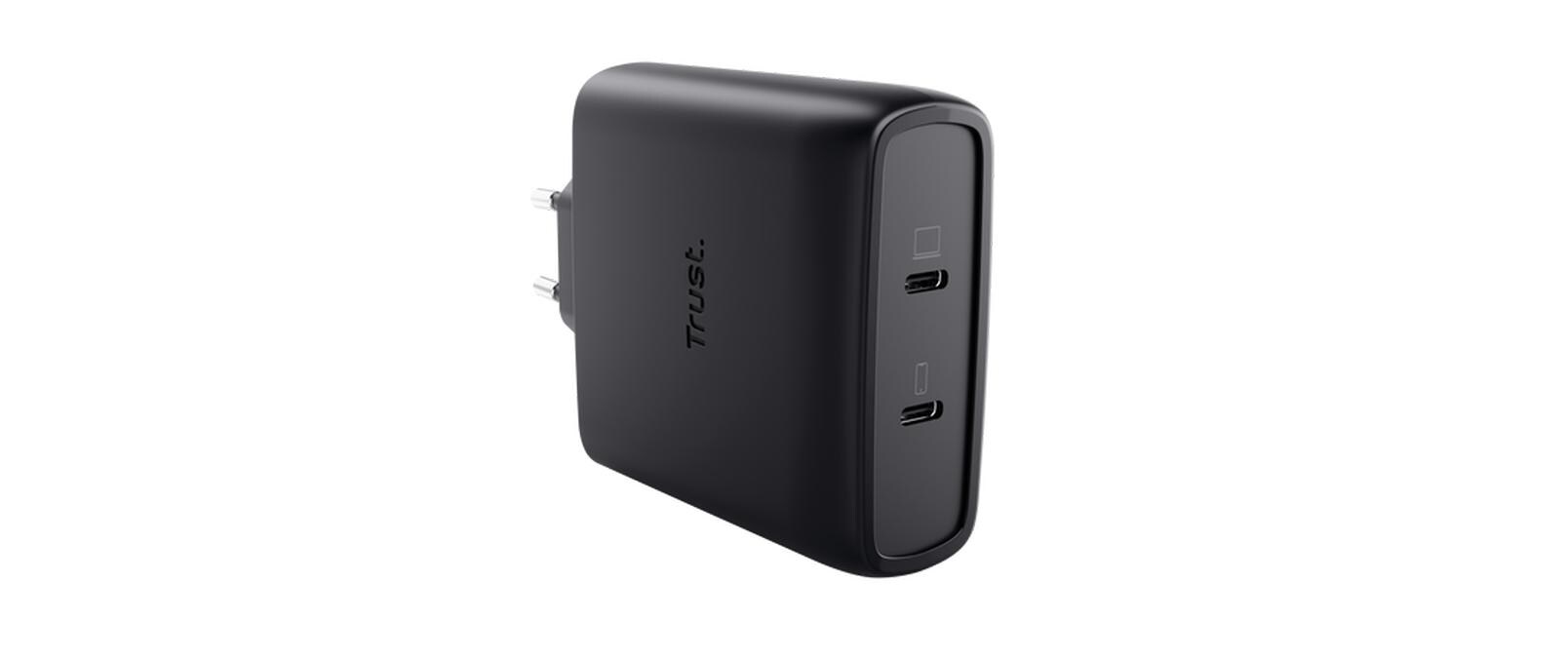 Trust Maxo USB-C-GaN-Ladegerät 100 W mit 2 Anschlüssen Schwarz