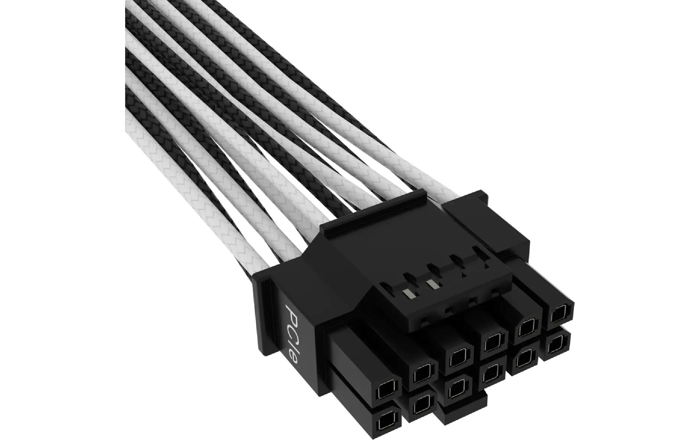 Corsair Premium 12+4-Pin 12VHPWR 600 W Kabel Schwarz Weiss