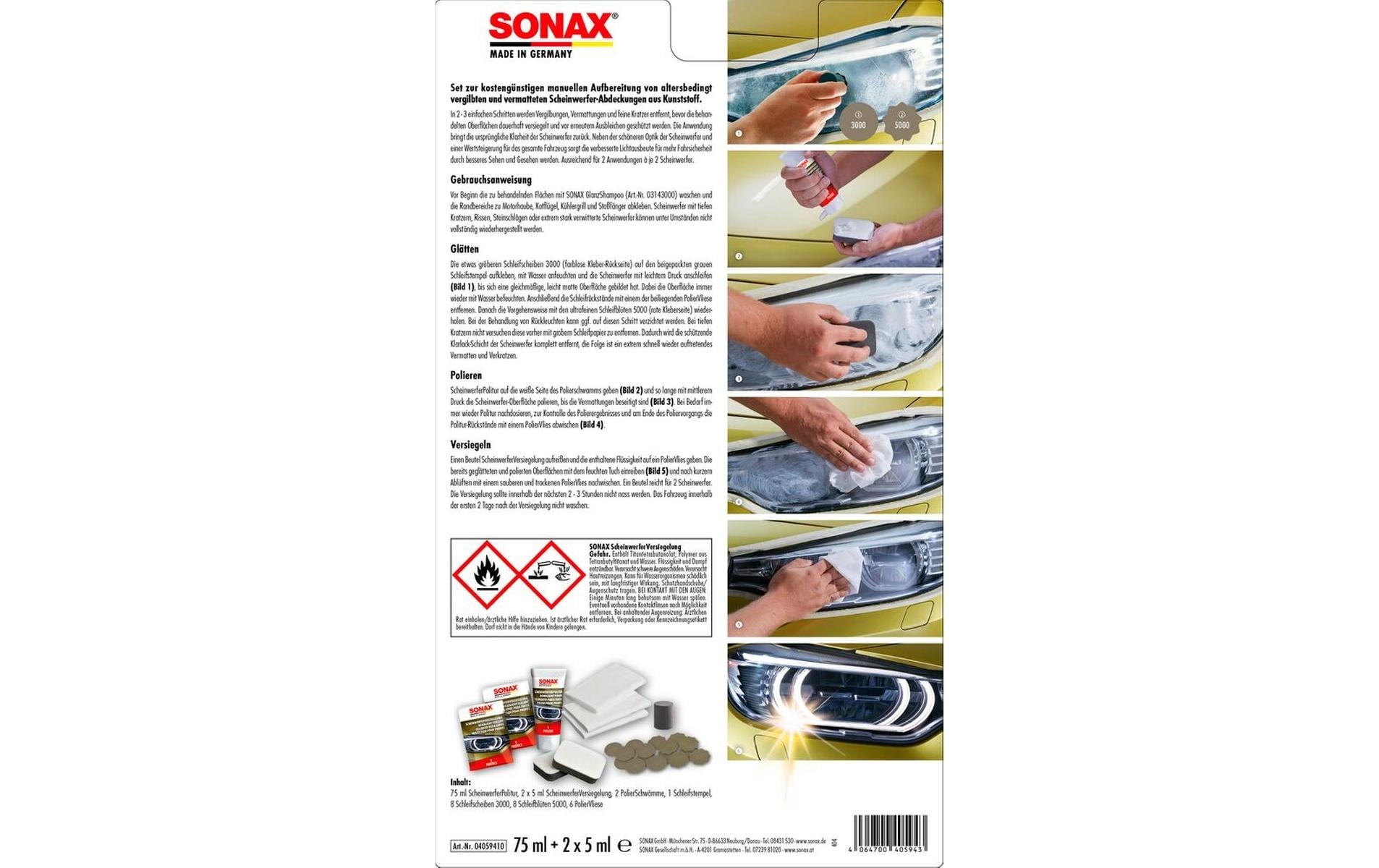 Sonax Scheinwerfer Aufbereitungsset 85 ml