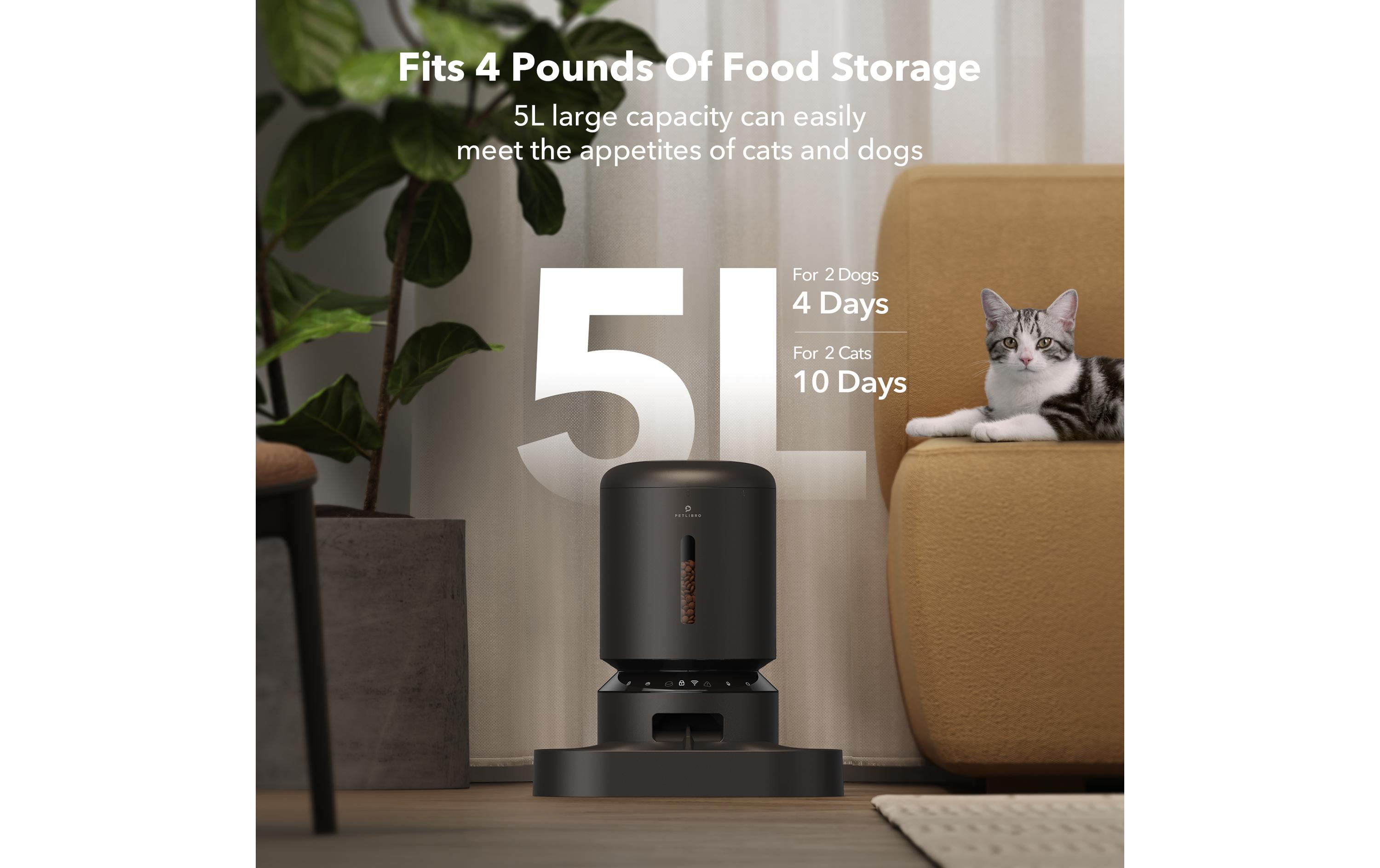 Petlibro Futterautomat WIFI Doppelfutterschale 5 l Schwarz