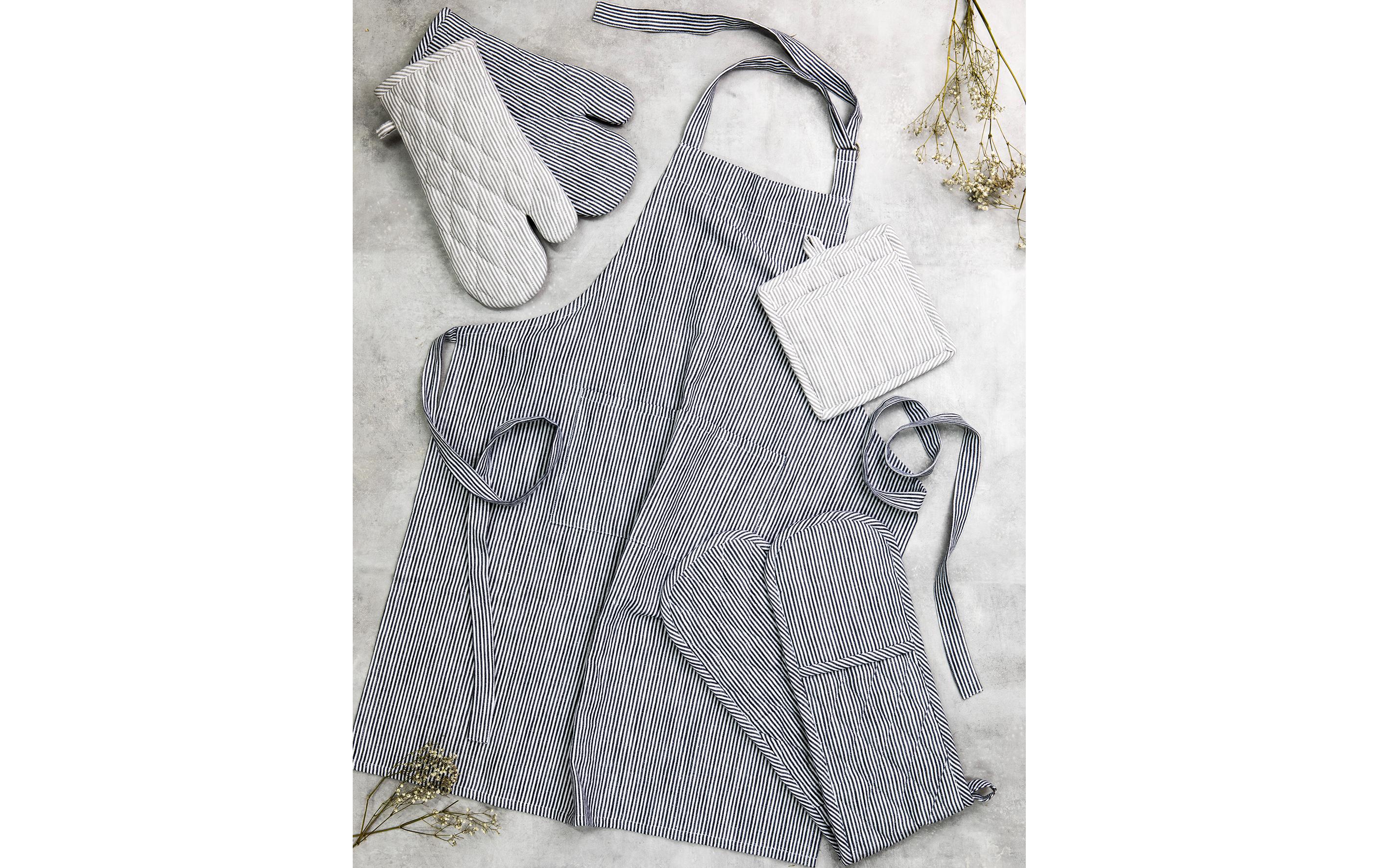 Ladelle Topflappen Lina Stripe 2 Stück, Blau/Weiss