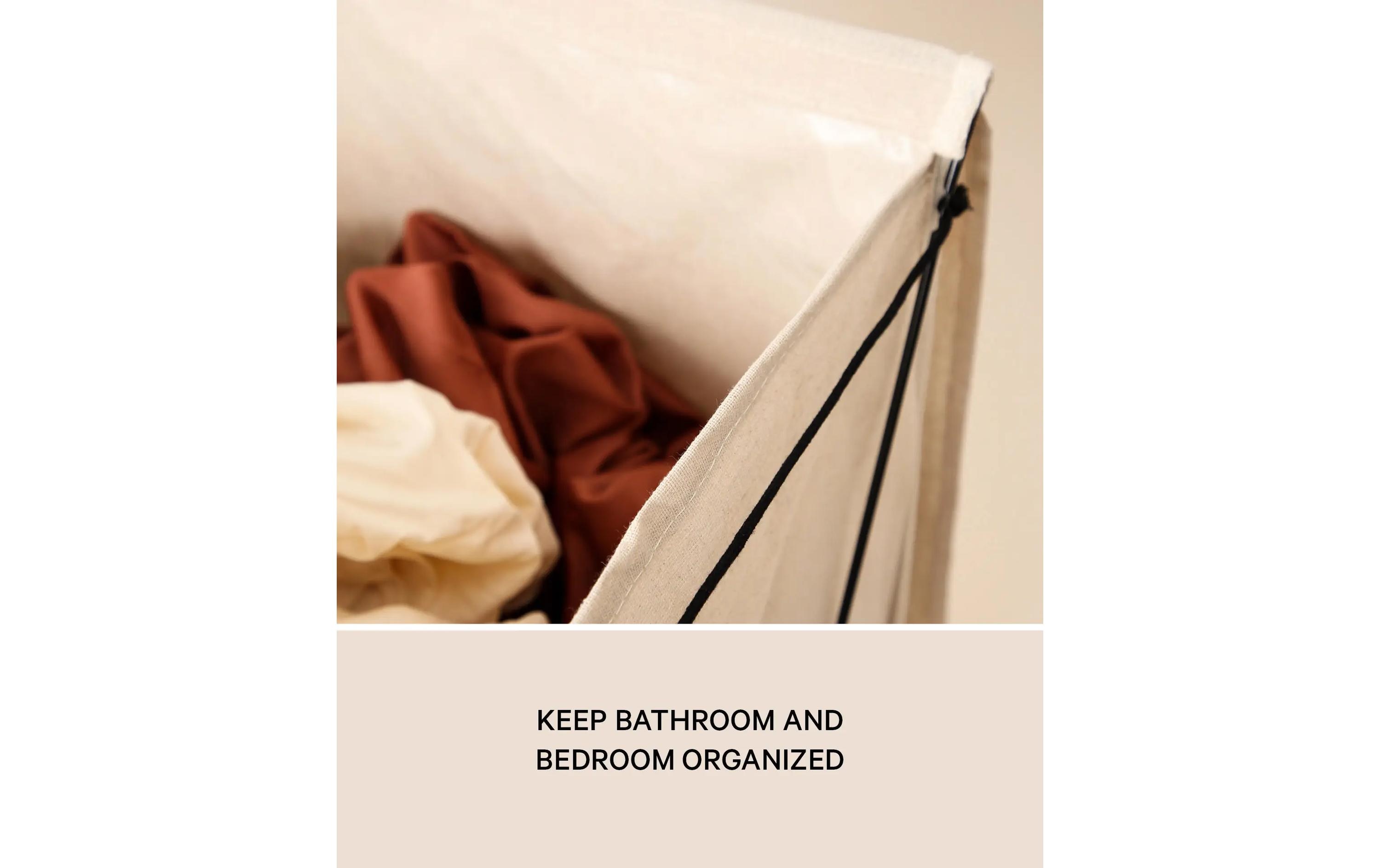 Esmée Wäschekorb mit Metall 30 l, Beige/Schwarz