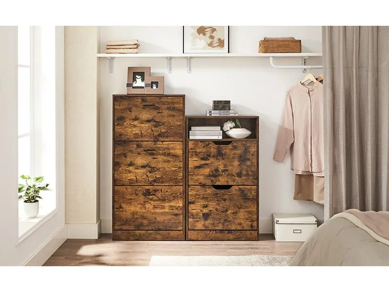 VASAGLE Schuhschrank mit 3 Klappen 60 x 120 cm, Braun VASAGLE Schuhschrank mit 3 Klappen 60 x 120 cm, Braun