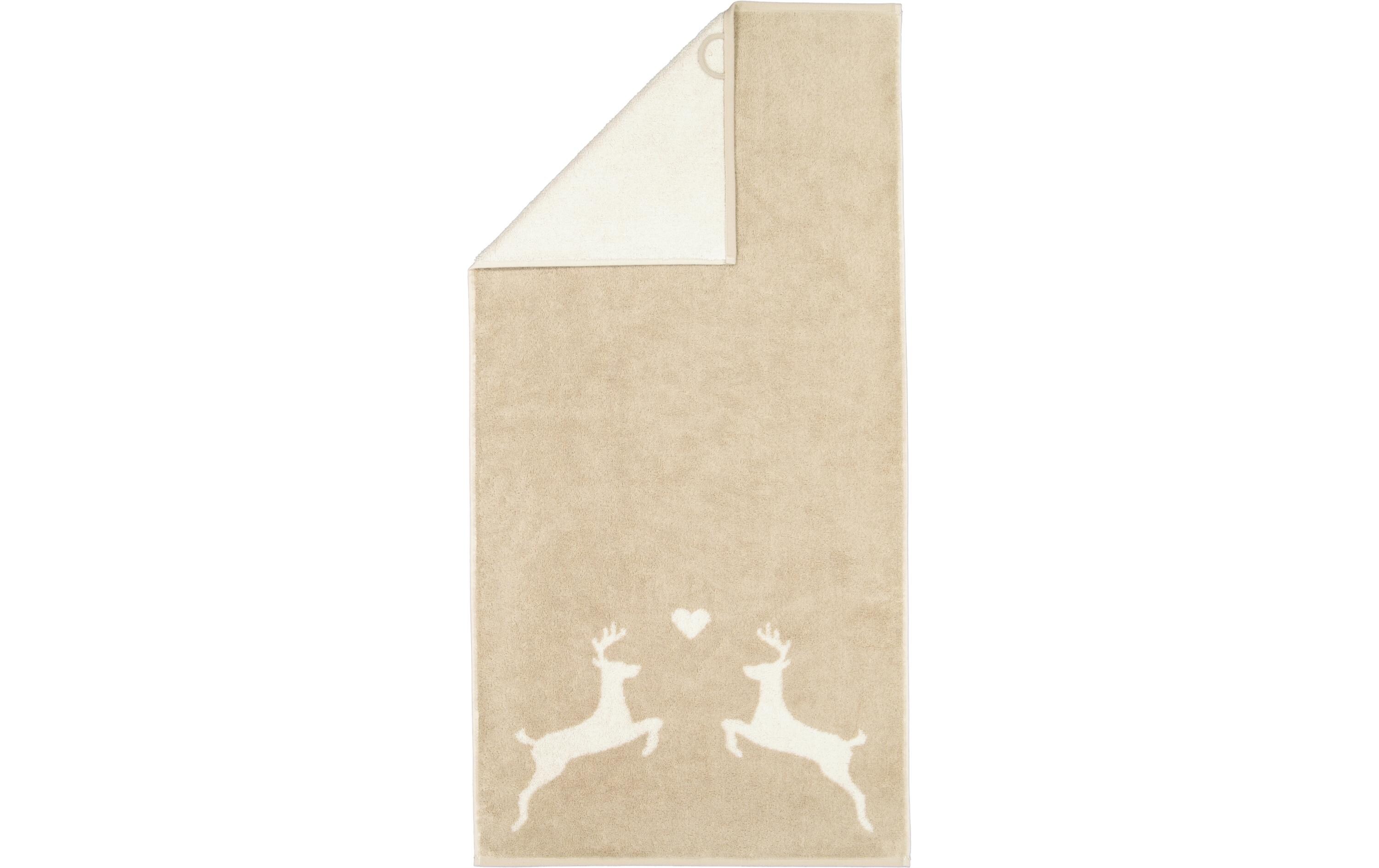 Cawö Handtuch Alpenchic Edition Hirsch 50 x 100 cm, Beige