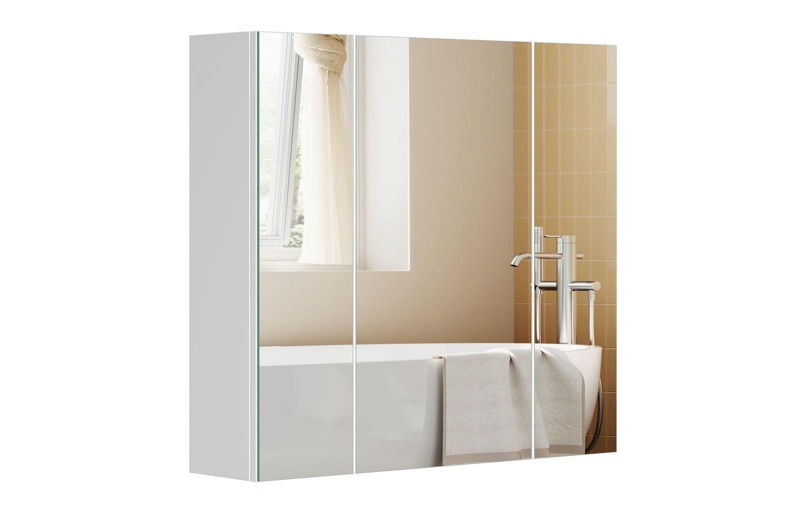 VASAGLE Spiegelschrank Weiss, 60 x 15 x 55 cm