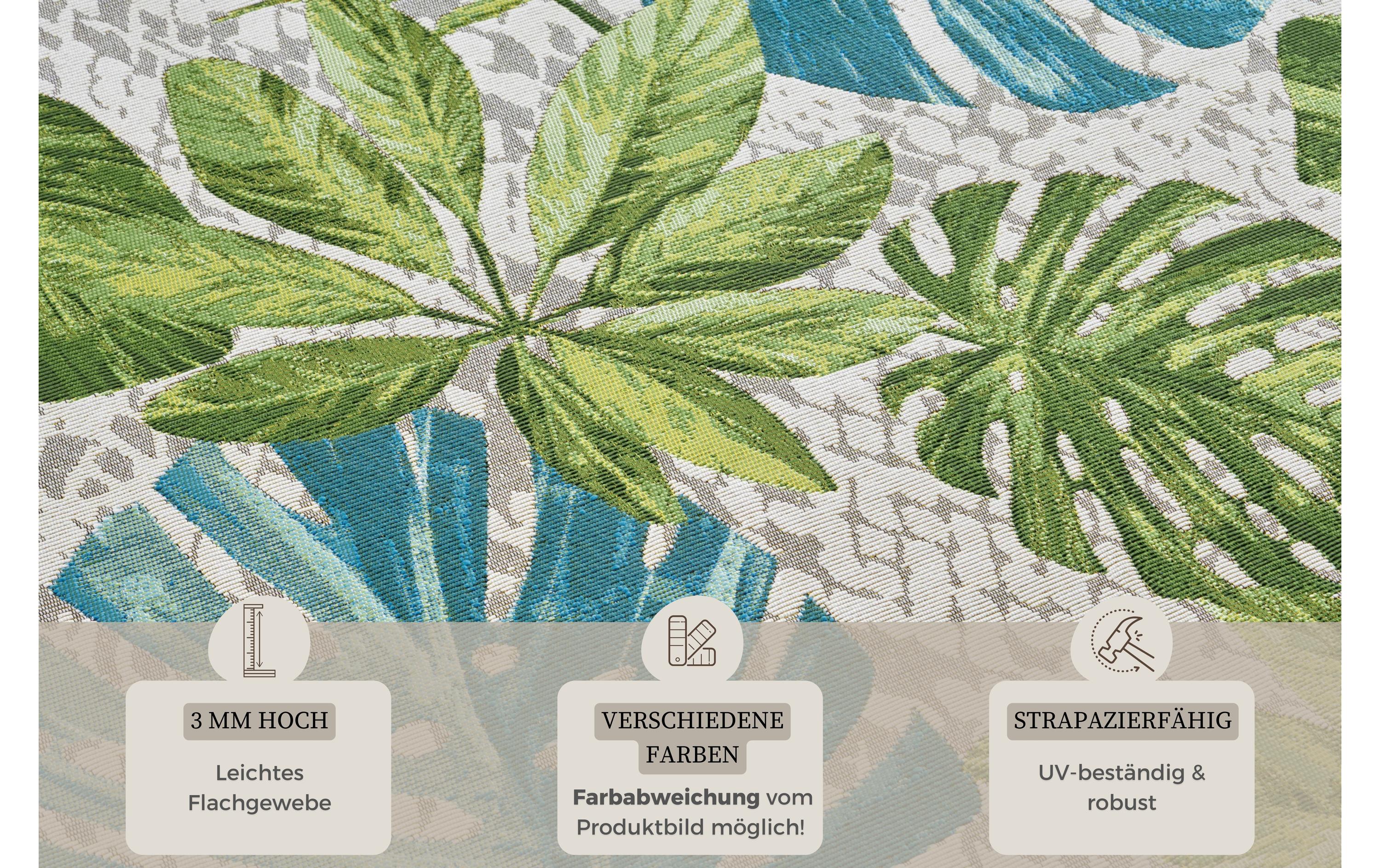 Hanse Home Teppich Tropical Leaves 80 cm x 165 cm, Grün/Türkis